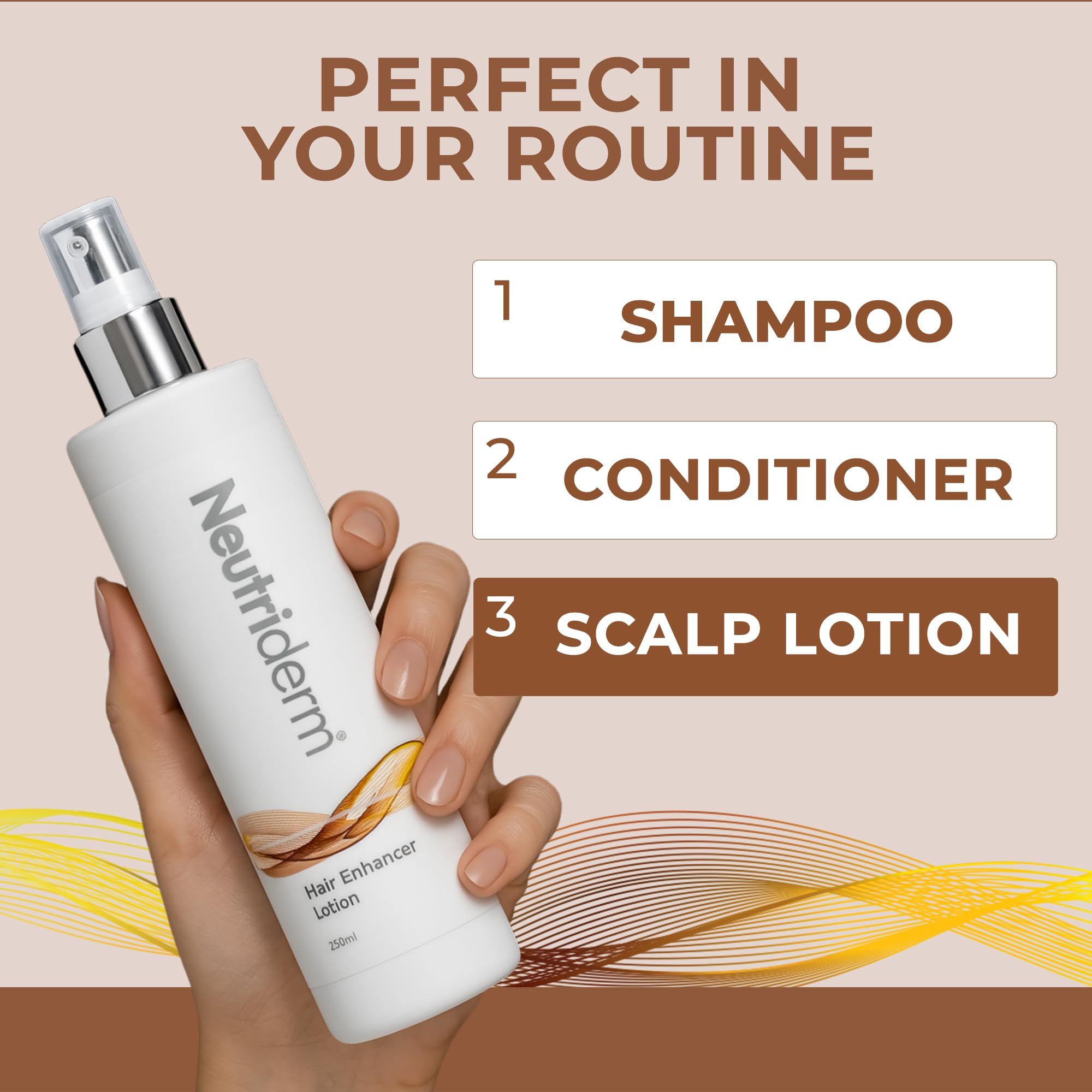 Neutriderm Hair Enhancer Lotion 250ml bottle suitable for daily use.