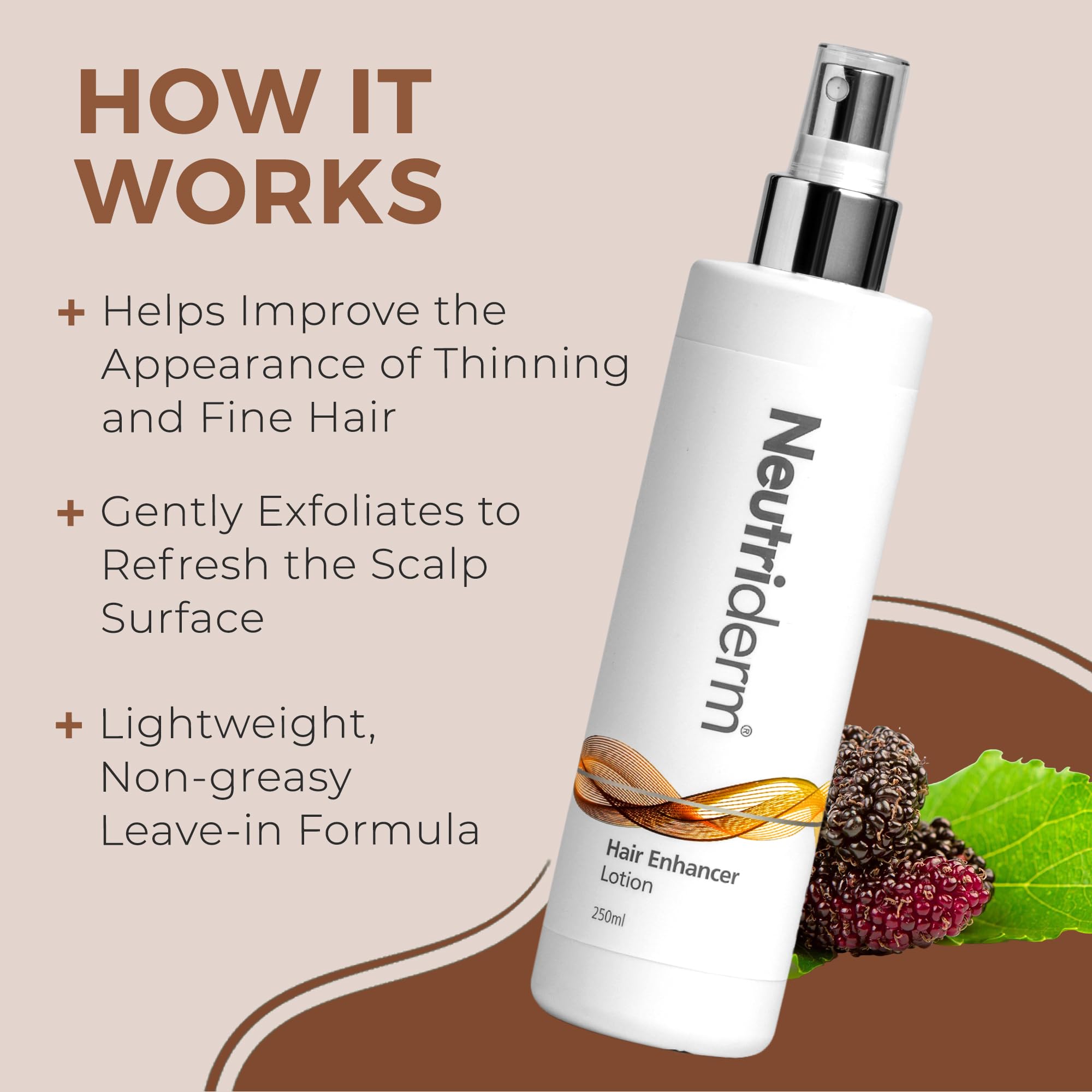 Neutriderm Hair Enhancer Lotion ingredients hint at nourishing nutrients.