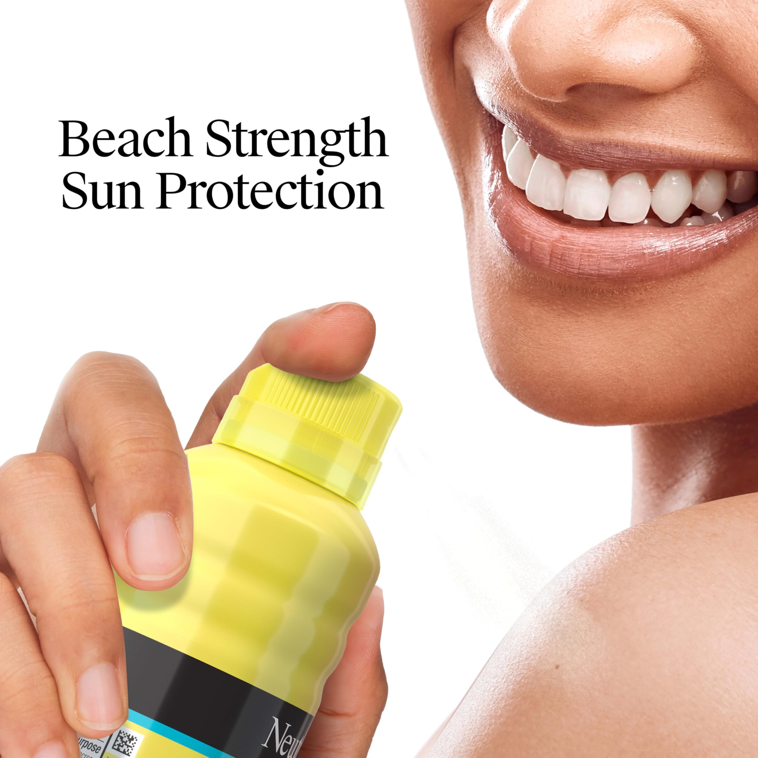 Close-up of Neutrogena Beach Defense spray mist for on-the-go use.