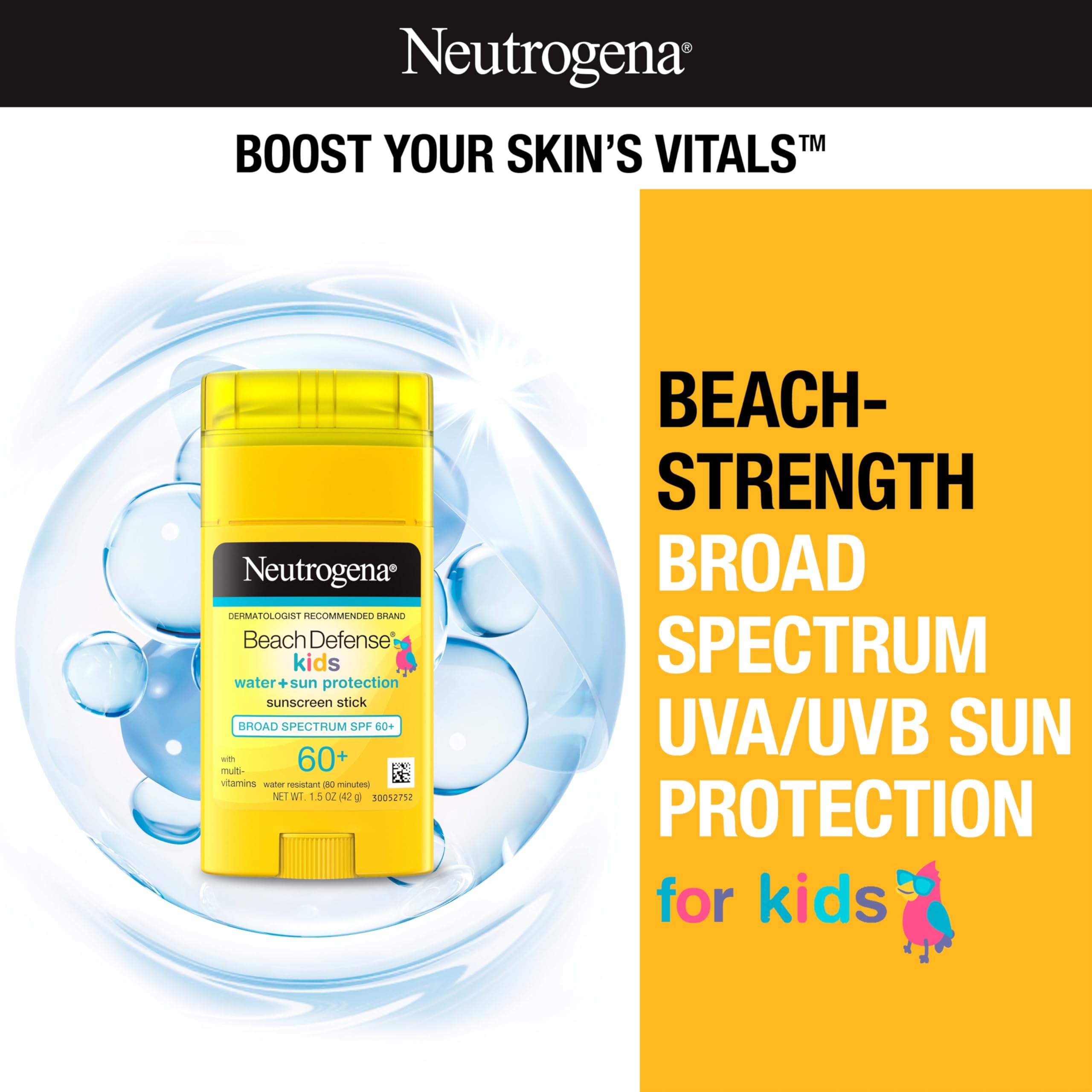 Neutrogena Beach Defense Kids Sunscreen Stick being applied to face and body