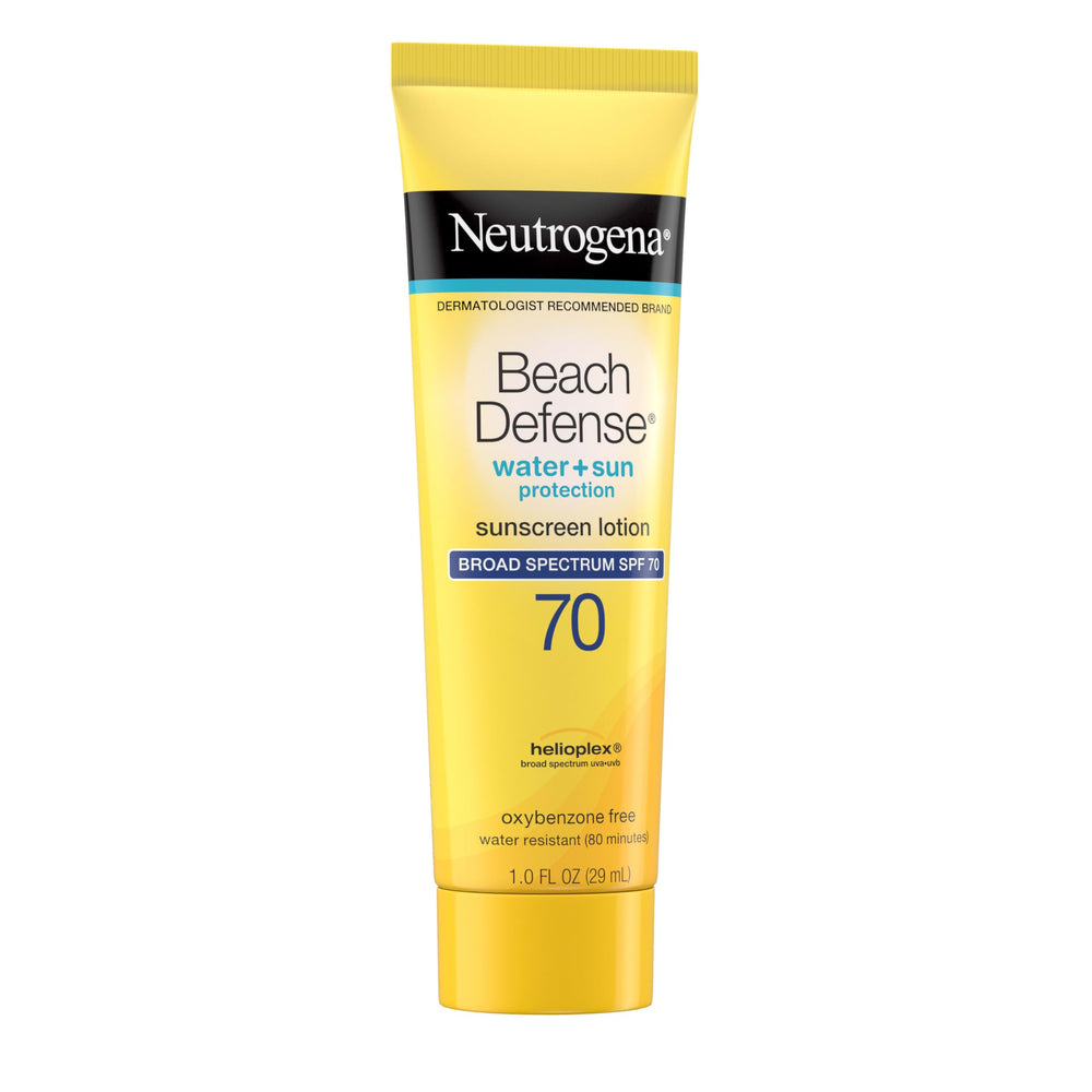 Neutrogena Beach Defense water resistance image shows action-ready sunscreen during play.