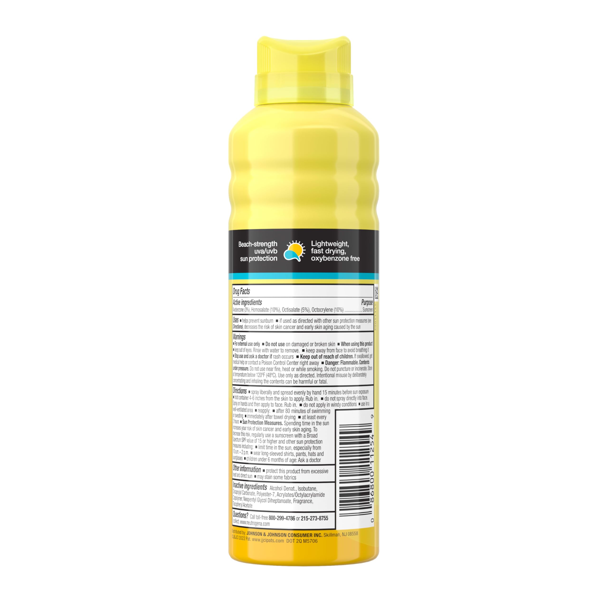 Travel-ready 6.5 oz Neutrogena Beach Defense can tucked in a bag.