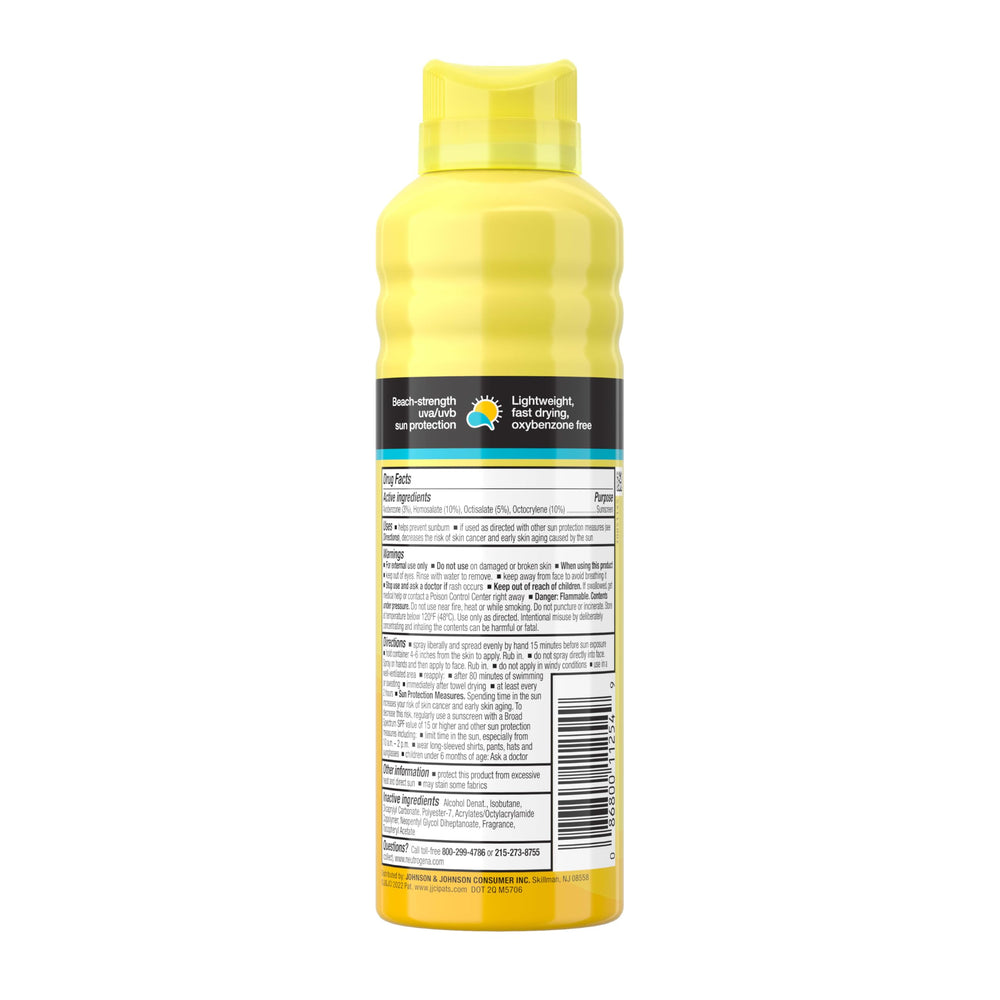 Travel-ready 6.5 oz Neutrogena Beach Defense can tucked in a bag.