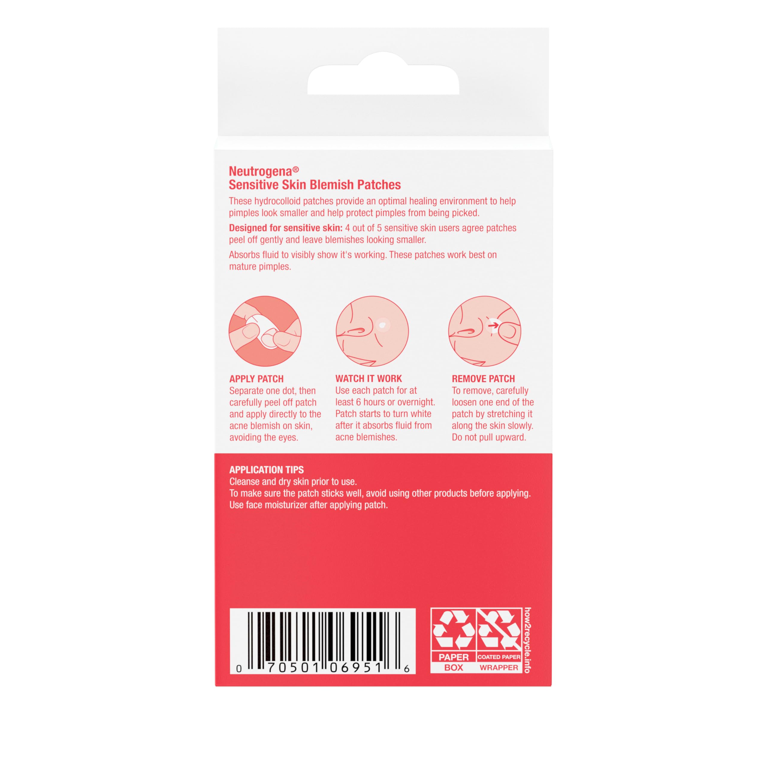 Neutrogena patches work best on mature pimples on the face