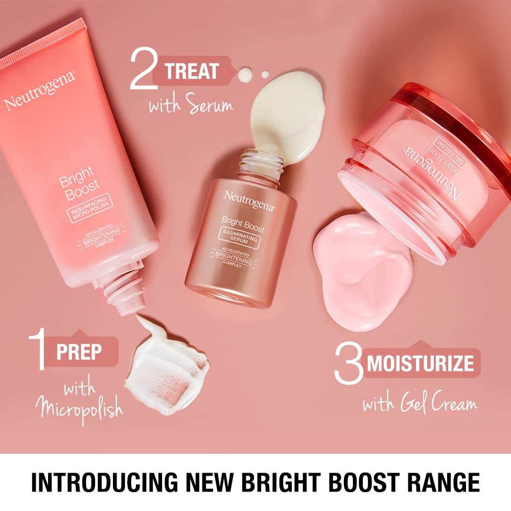 Neutrogena Bright Boost serum after application yields a luminous, balanced complexion