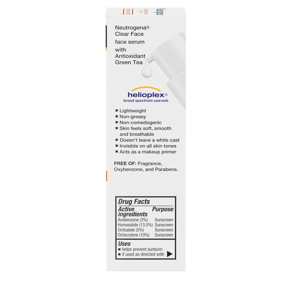 Neutrogena Clear Face Serum Sunscreen fragrance-free formula is gentle on sensitive skin.