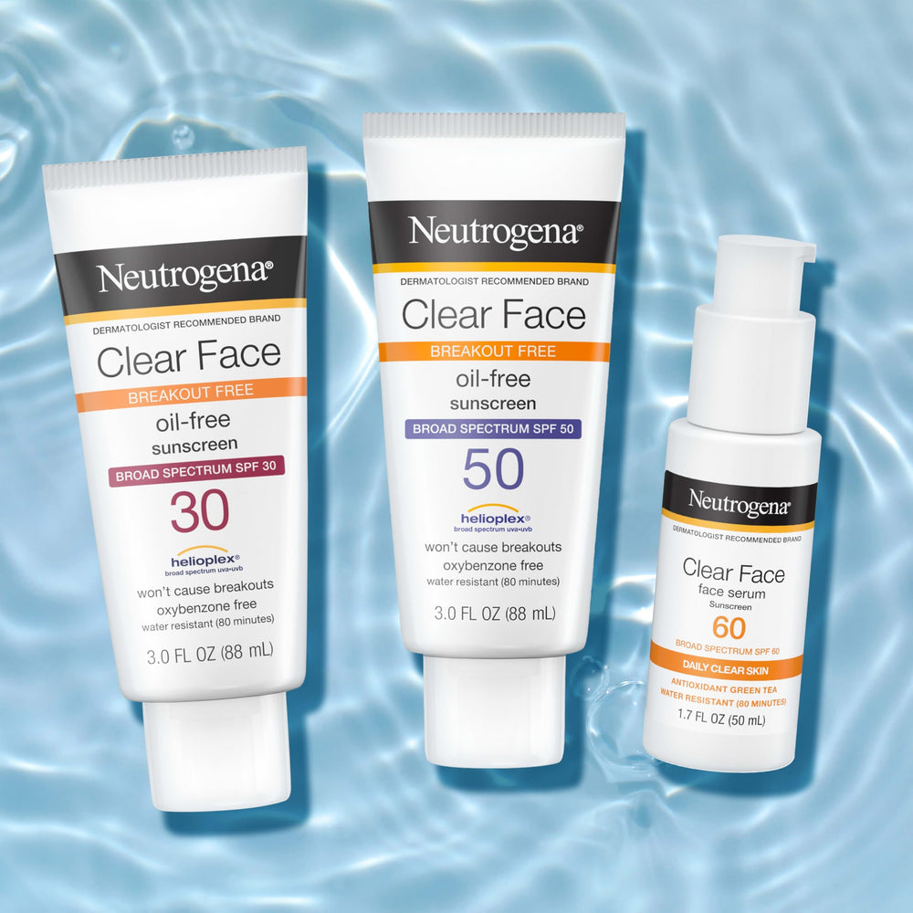 Neutrogena Clear Face Serum Sunscreen contains green tea to support skin softness.