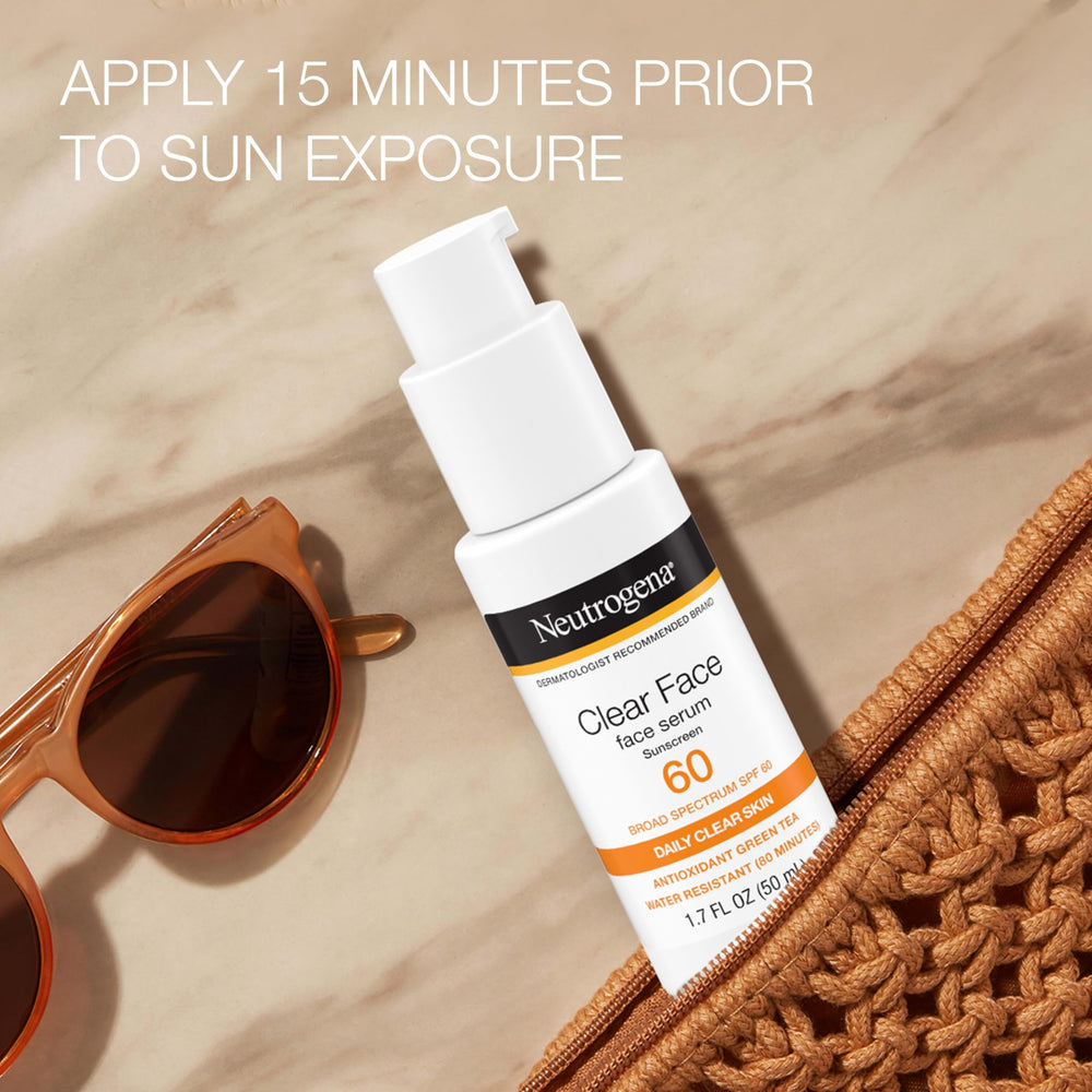 Neutrogena Clear Face Serum Sunscreen doubles as makeup primer with SPF 60.