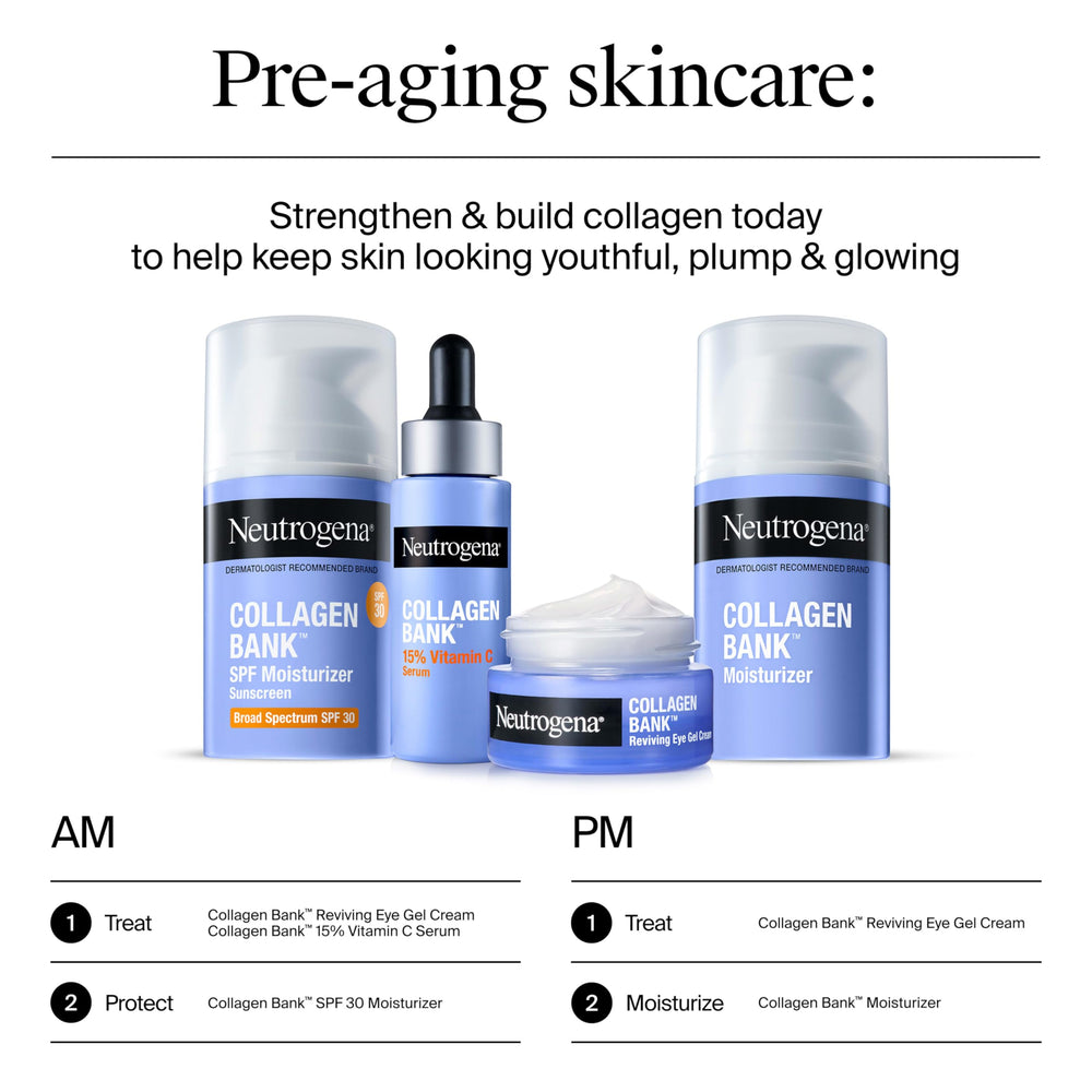 Neutrogena Collagen Bank serum bottle glows on skin after application.