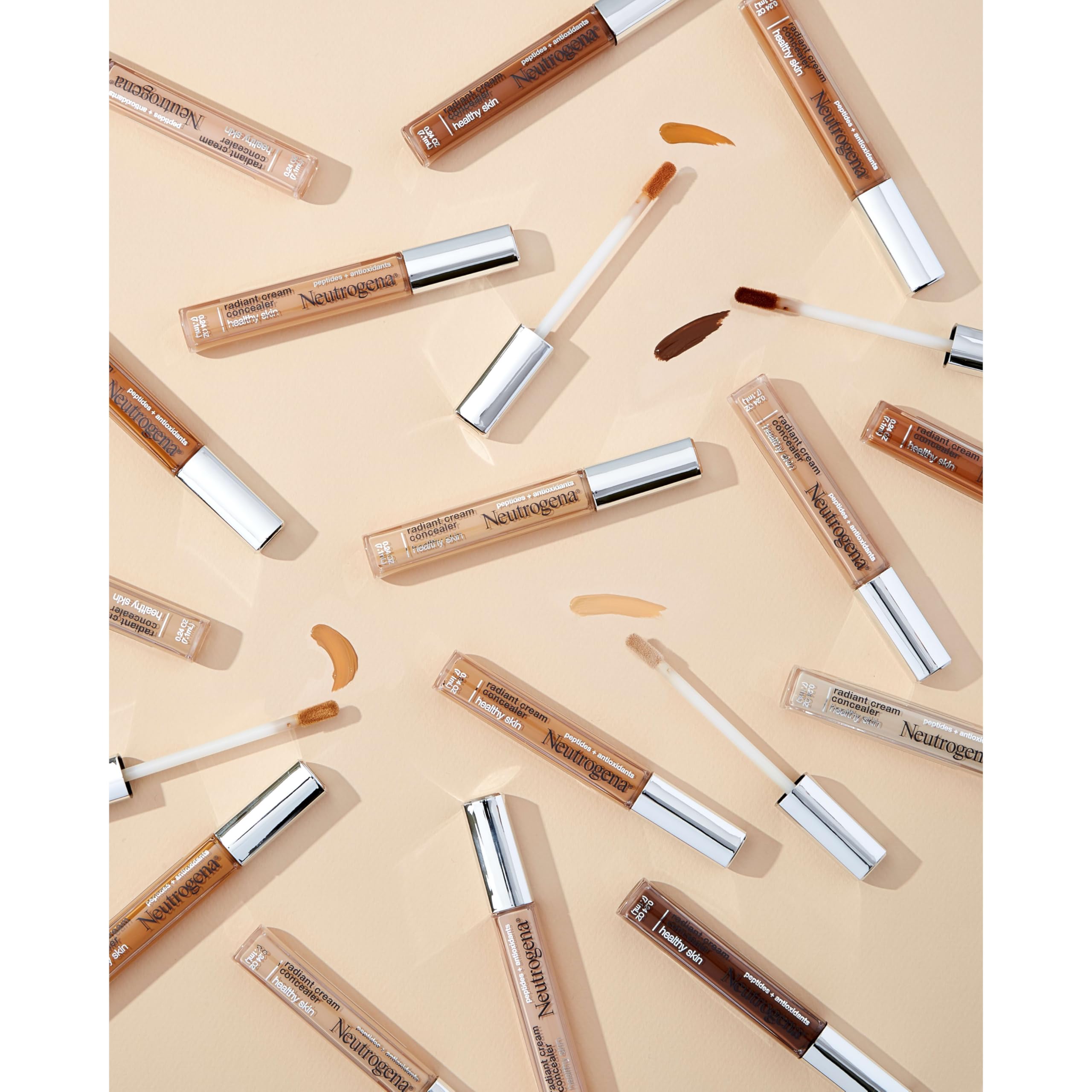 Neutrogena concealer almond medium 02 buildable coverage shown on skin.