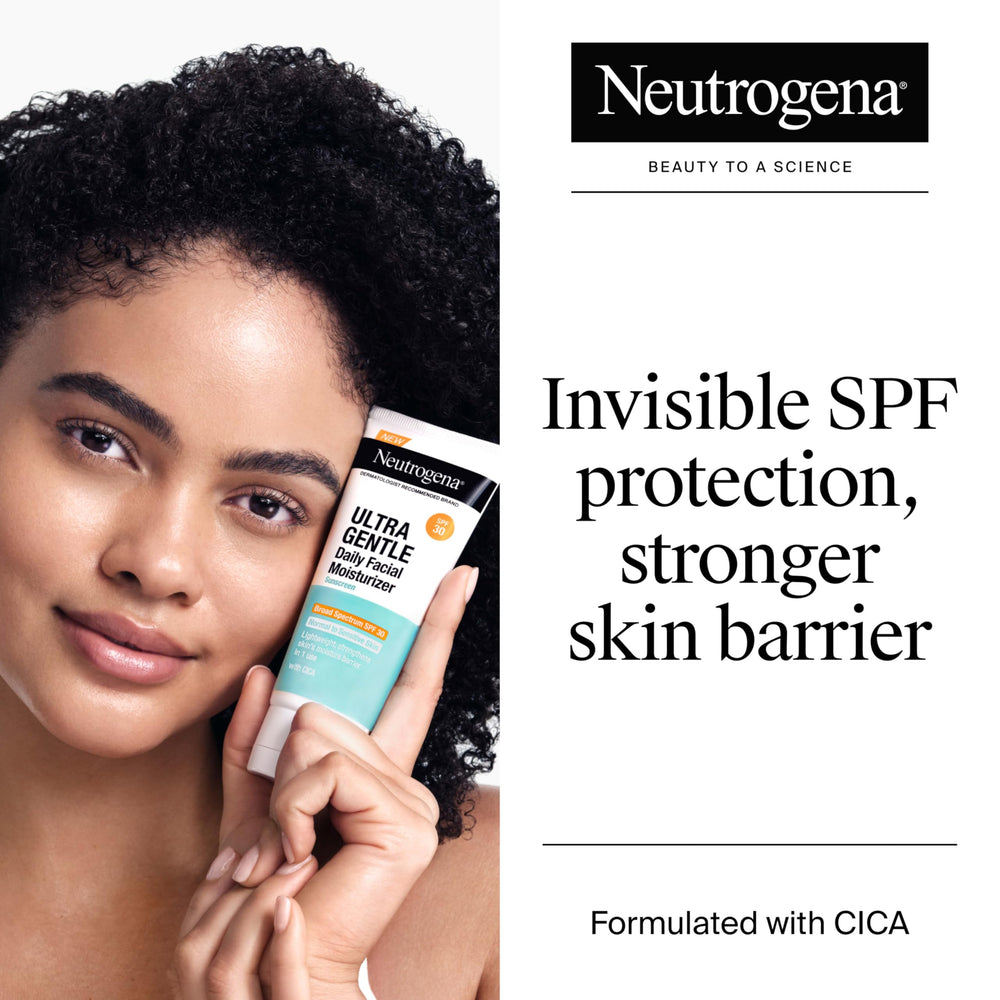Neutrogena daily facial moisturizer SPF30 in tube, provides hydrating protection for sensitive skin.