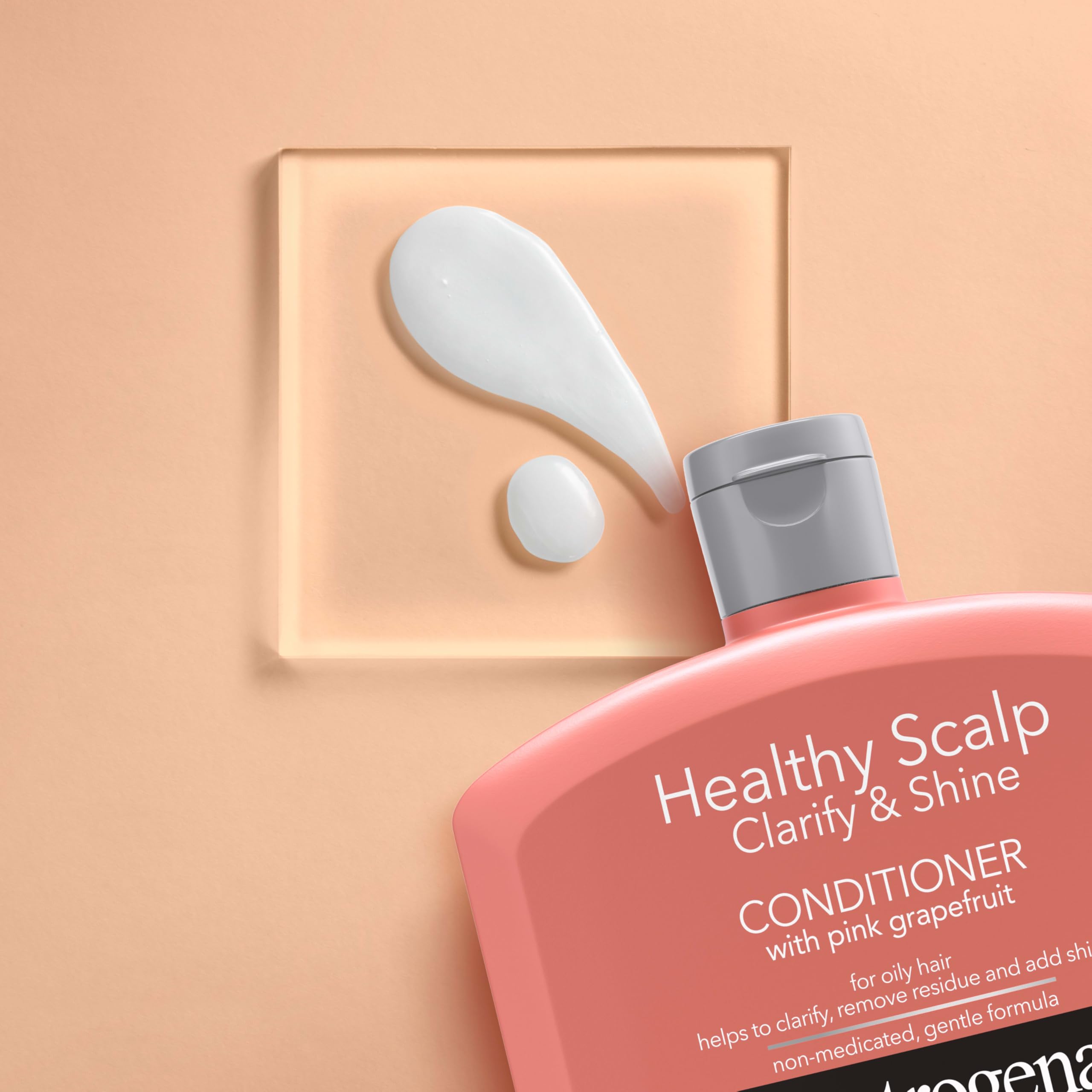 Neutrogena Exfoliating Healthy Scalp Conditioner front packaging conveys color-safe formula for vibrant hair
