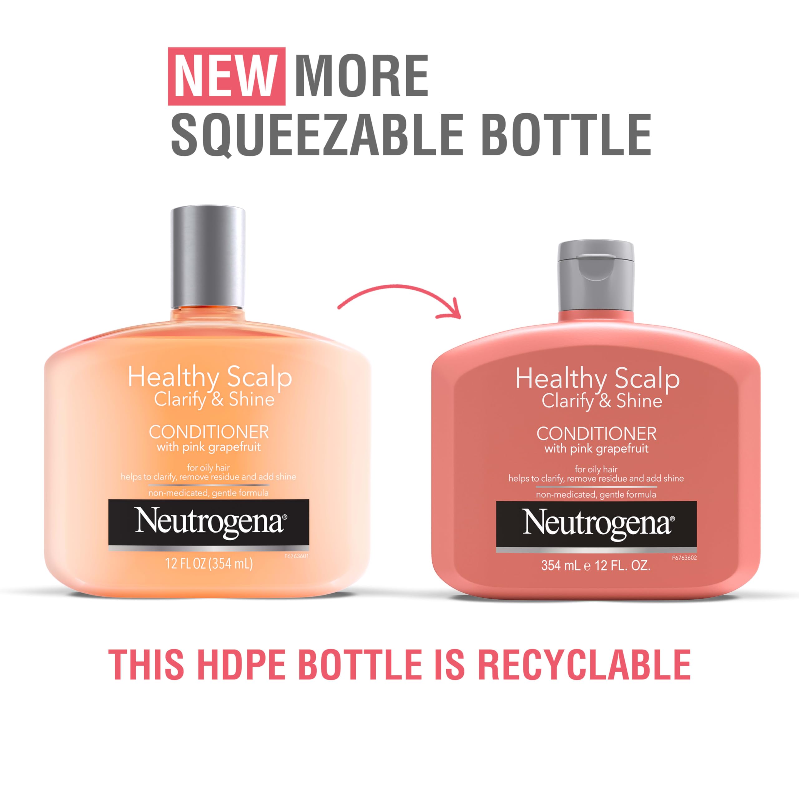 Neutrogena Exfoliating Healthy Scalp Conditioner label closeup showing paraben-free formula and pink grapefruit