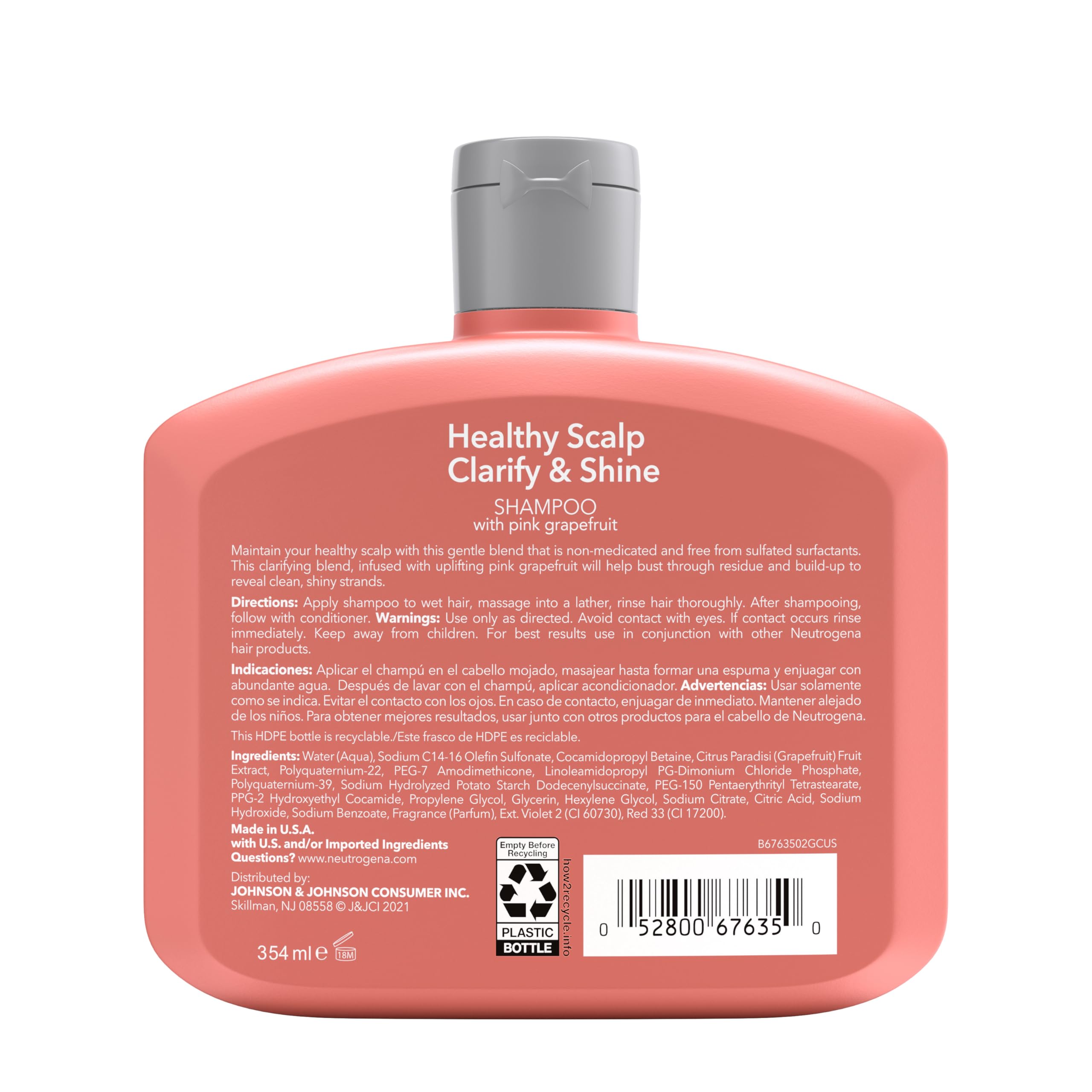 Neutrogena Exfoliating Healthy Scalp Shampoo pink-grapefruit-bottle-massage shows scalp-friendly application