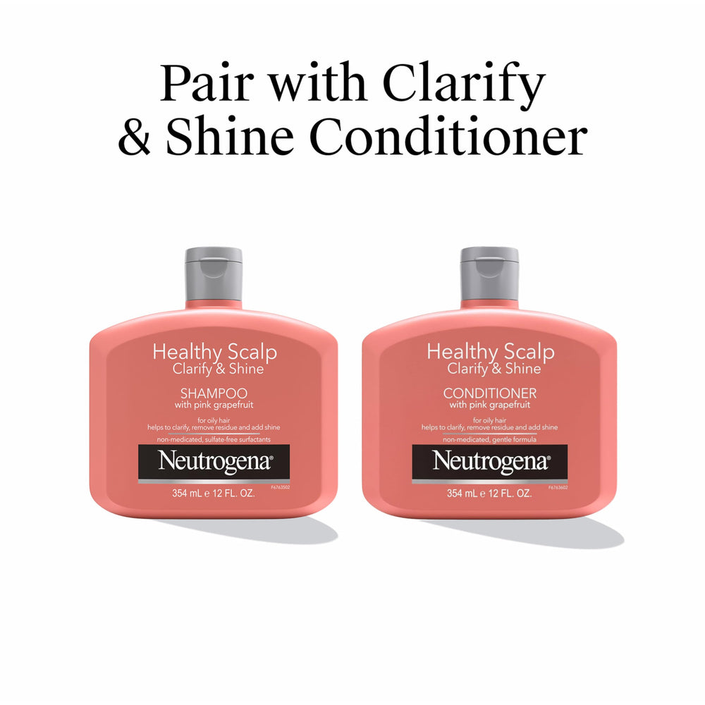 Neutrogena Exfoliating Healthy Scalp Shampoo pink-grapefruit-rough-texture hints at gentle cleanse