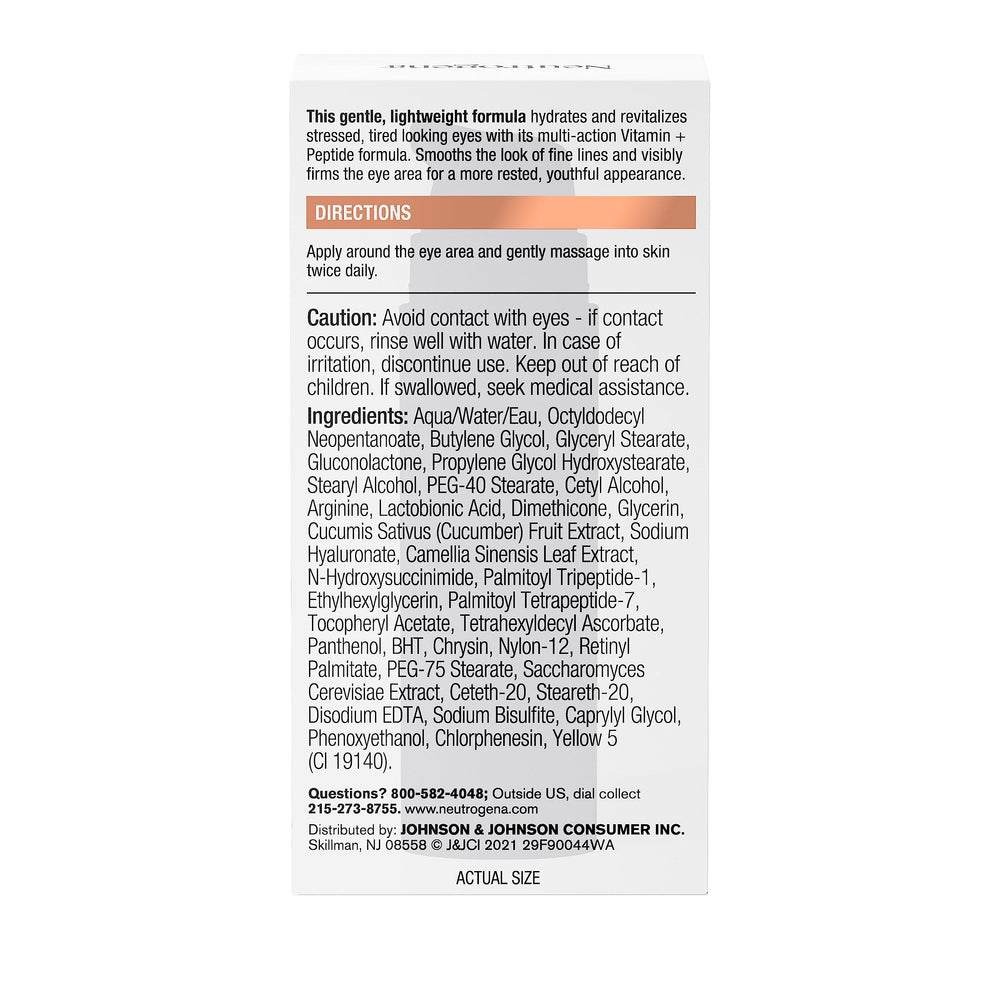 Neutrogena Eye Cream brightening close-up suggests improved radiance and even tone.