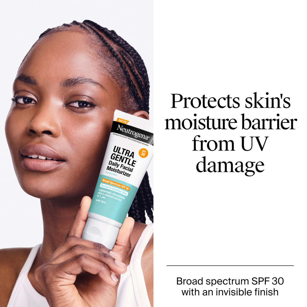 Fragrance-free Neutrogena face cream on hand, gentle care for reactive skin.