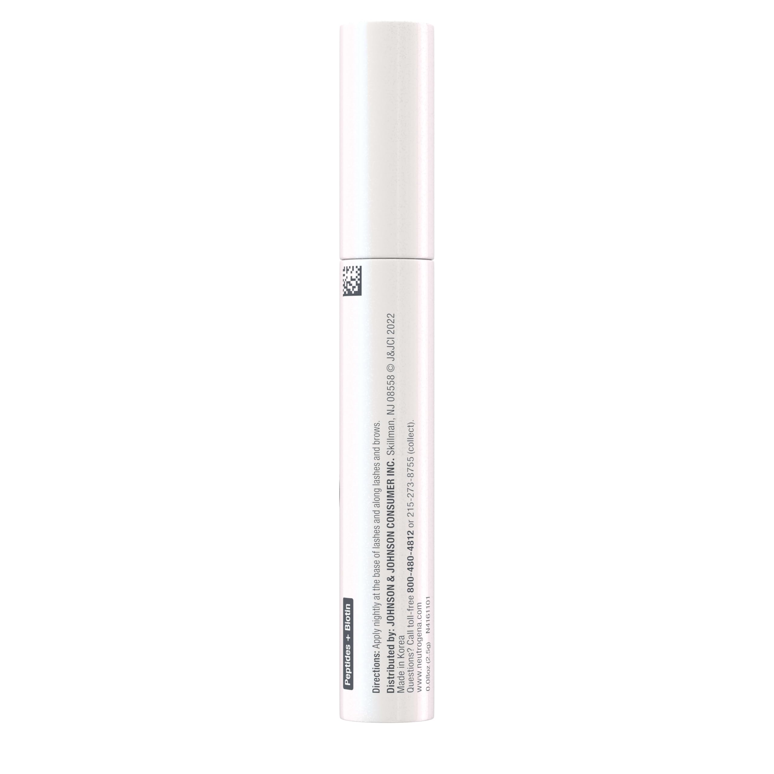 Label close-up on Neutrogena serum noting biotin and peptides formula.