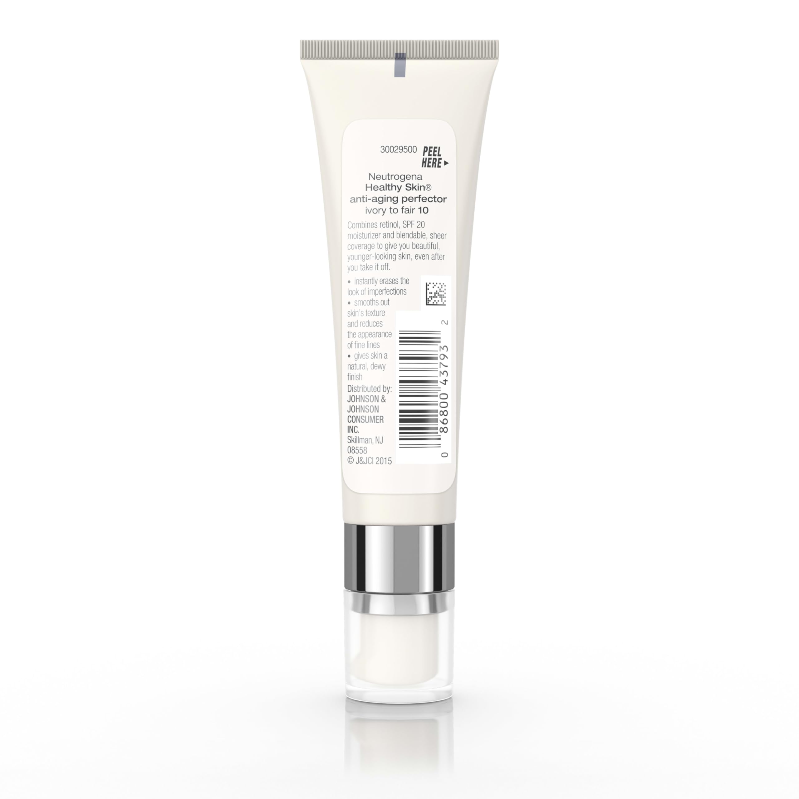 Neutrogena Healthy Skin swatch on forearm demonstrates sheer coverage for even complexion.