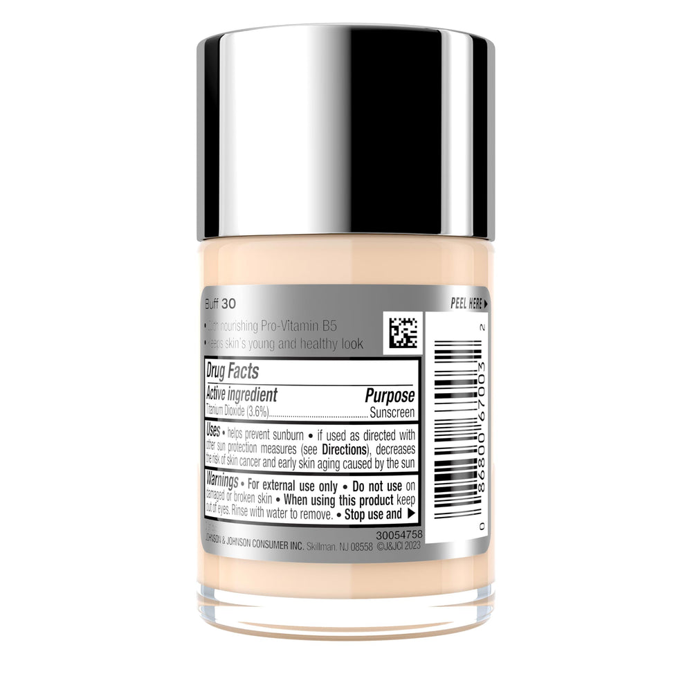 Final face look with even tone and subtle radiance.
