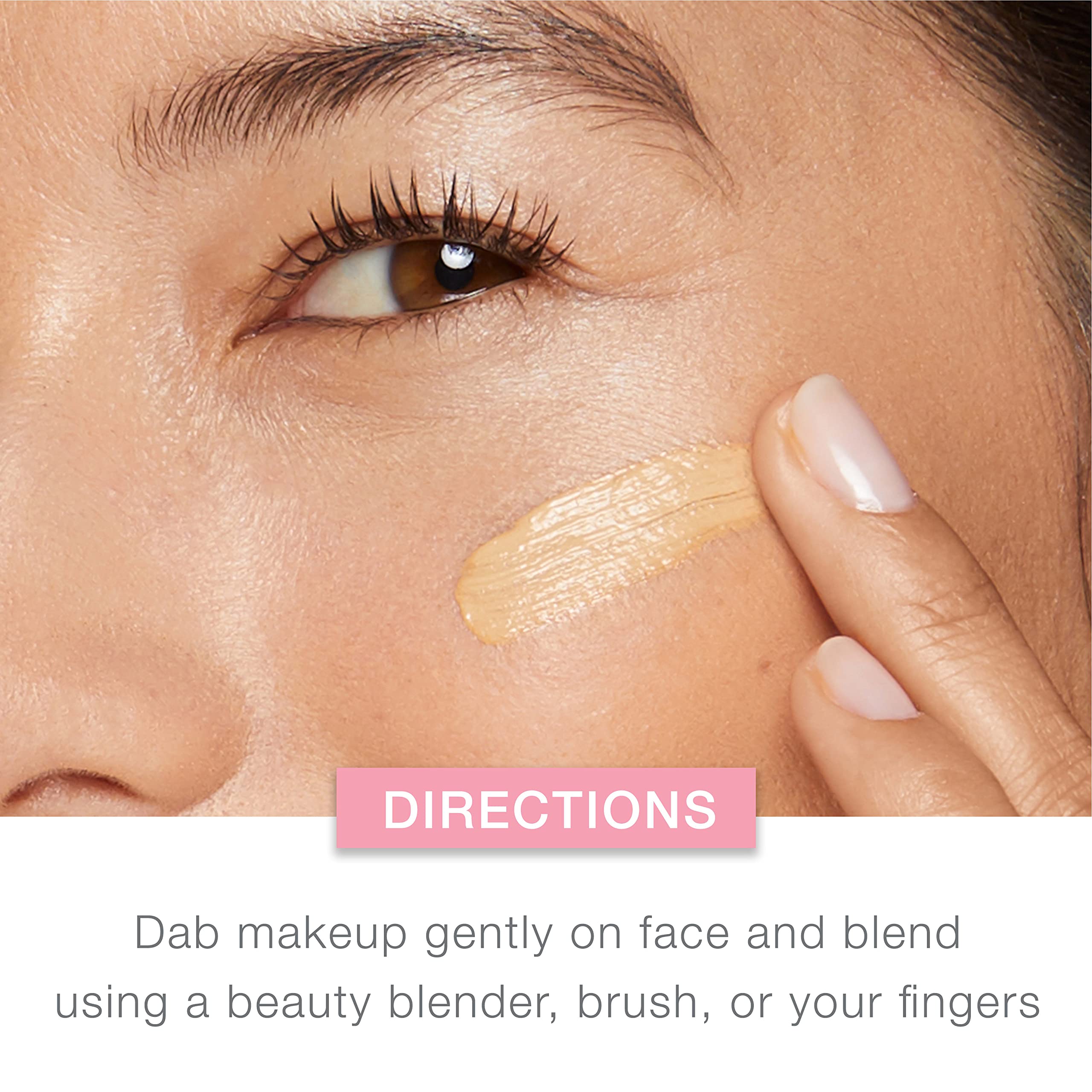 Application with fingers provides seamless, buildable medium coverage.