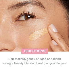 Application with fingers provides seamless, buildable medium coverage.