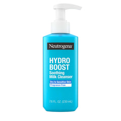 Neutrogena Hydro Boost face wash bottle with fragrance-free formula for sensitive skin.