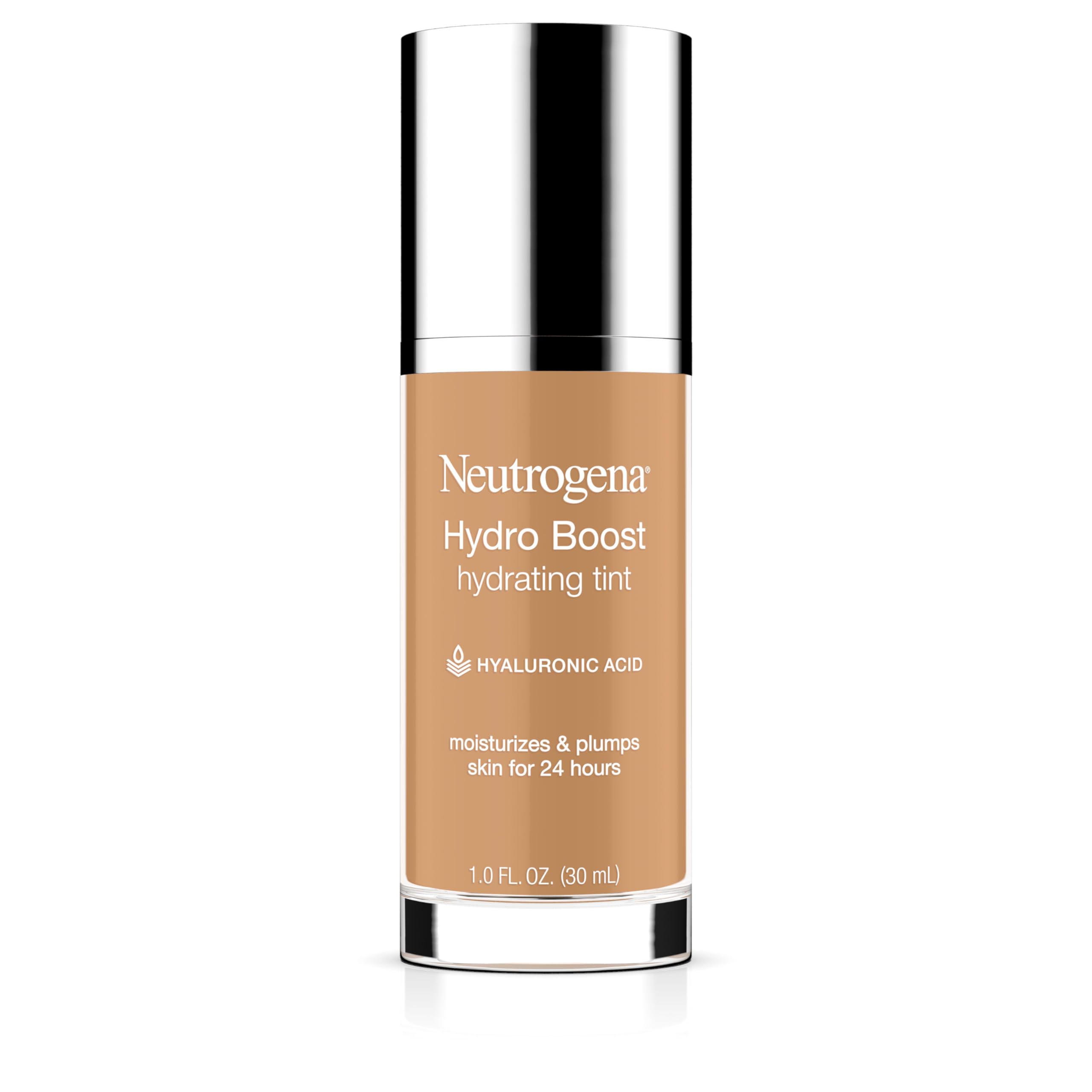 Neutrogena Hydro Boost Hydrating Tint bottle shows oil-free hydration for dry skin.
