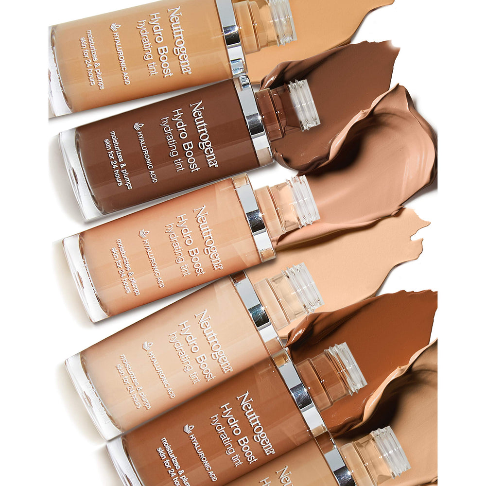 Neutrogena Hydro Boost tint demonstrates non-comedogenic, oil-free formula on skin.