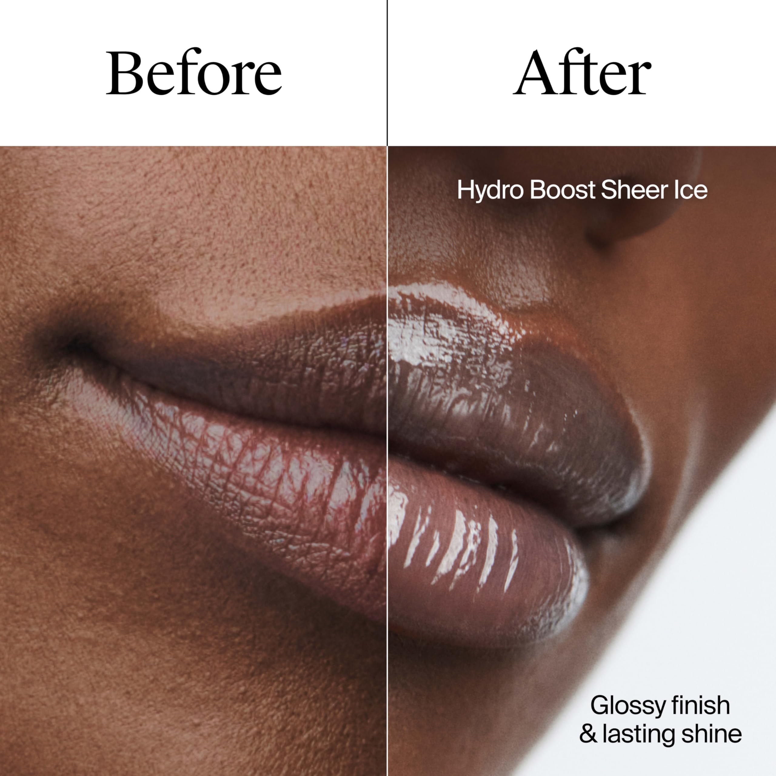 Neutrogena Hydro Boost Lip Balm Sheer Ice Nude swatch shows natural shine