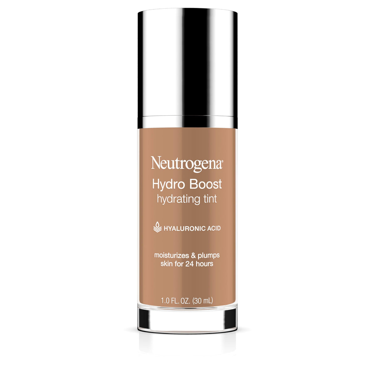 Neutrogena Hydro Boost Tint bottle close-up showing lightweight, hydrating makeup