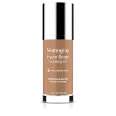 Neutrogena Hydro Boost Tint bottle close-up showing lightweight, hydrating makeup