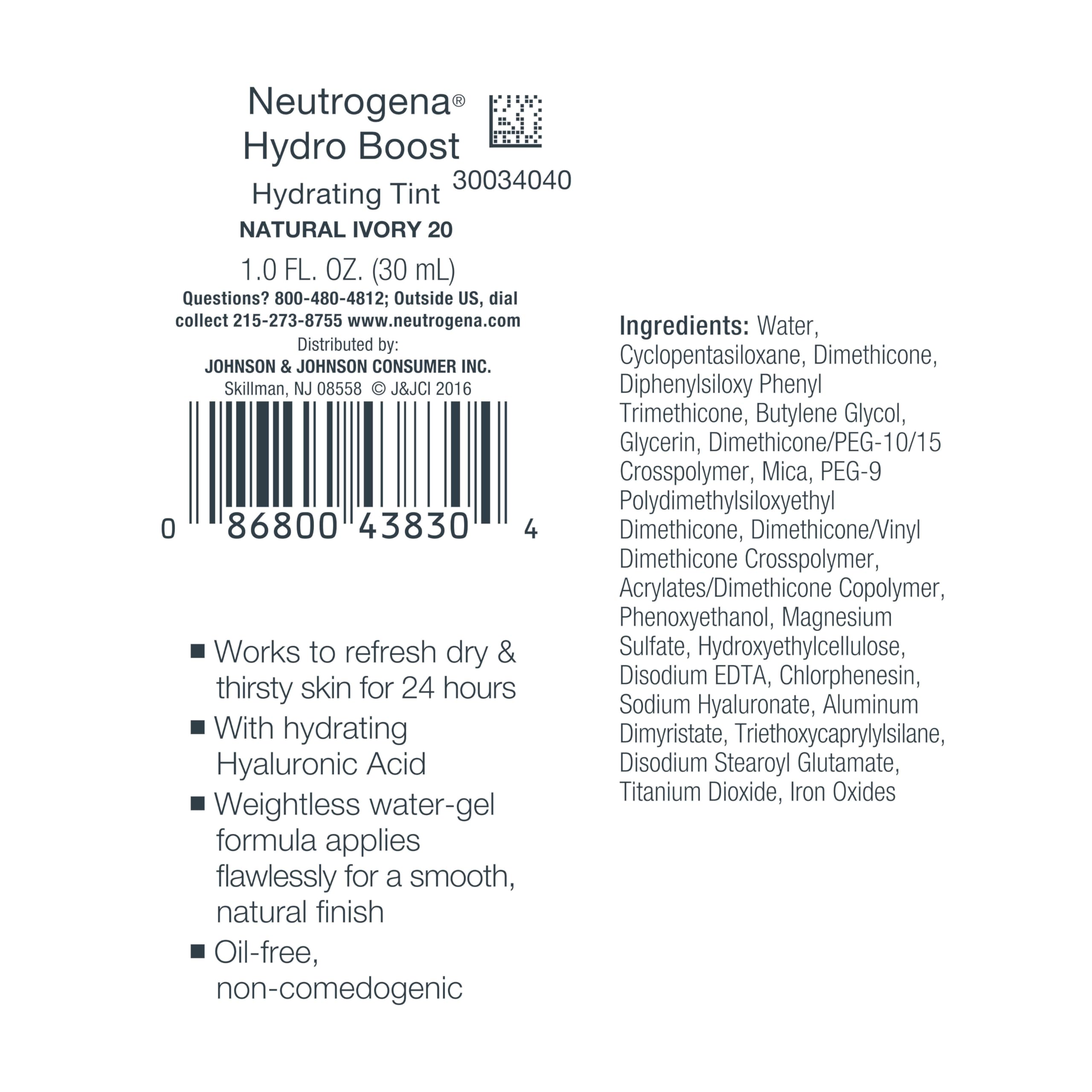 Neutrogena Hydro Boost Tint even-tone appearance on skin.