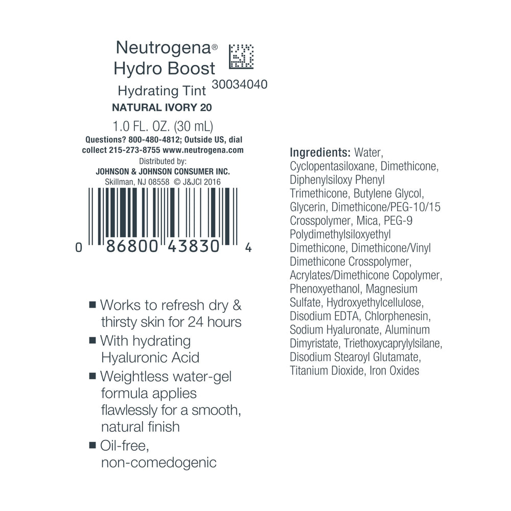 Neutrogena Hydro Boost Tint even-tone appearance on skin.