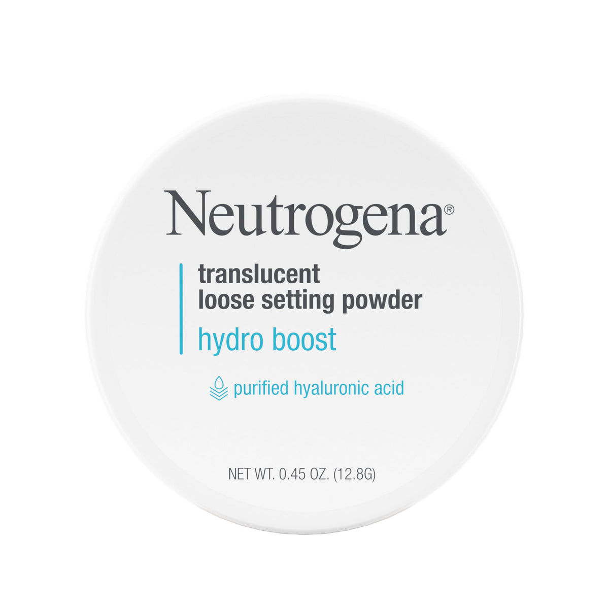 Neutrogena Hydro Boost setting powder bottle pouring for long-lasting, hydrated makeup.