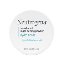 Neutrogena Hydro Boost setting powder bottle pouring for long-lasting, hydrated makeup.