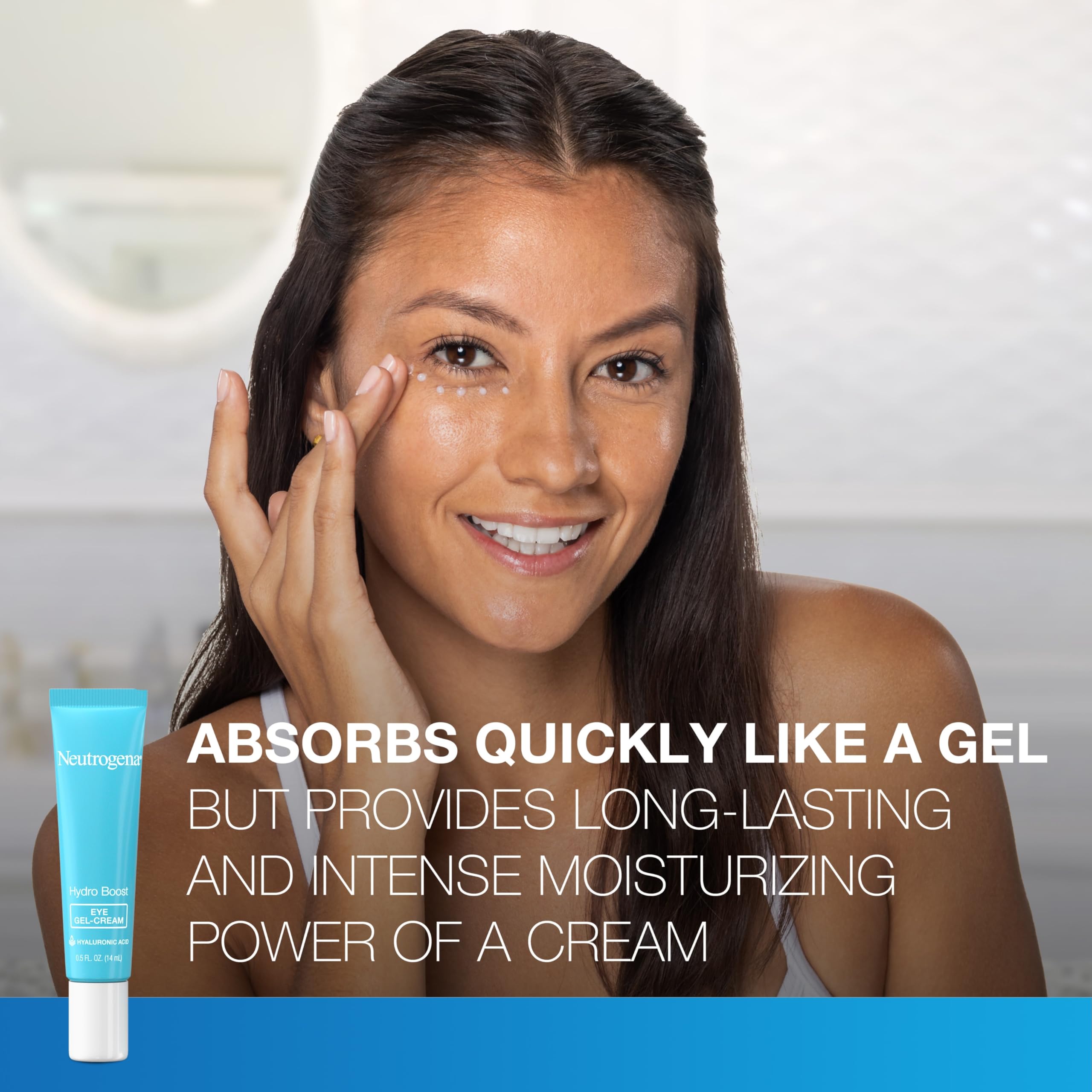 Close-up of Neutrogena Hydro Boost under-eye gel-cream texture delivering hydration.
