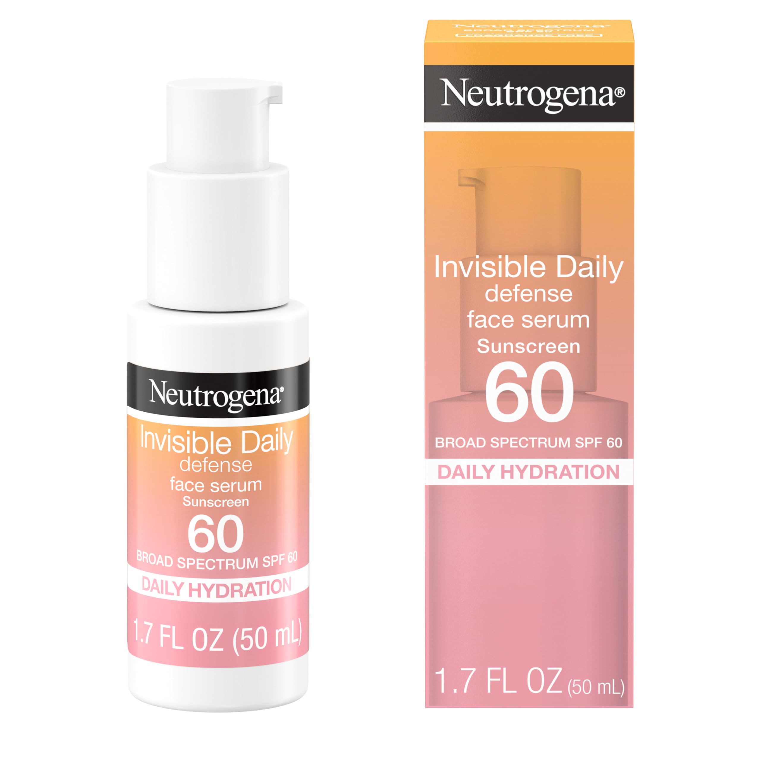 Neutrogena Invisible Daily Defense bottle pump, easy daily protection without glare.