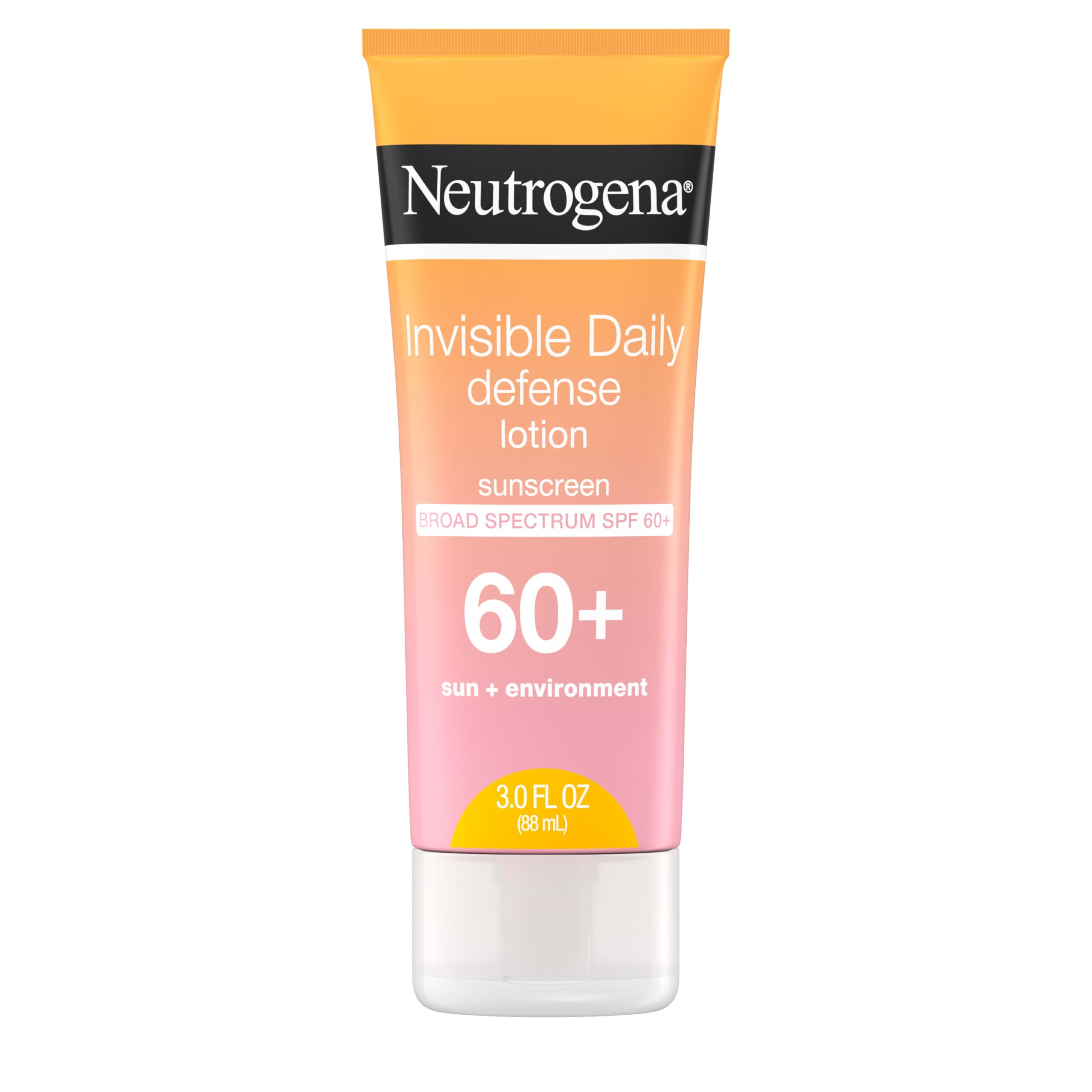Neutrogena Invisible Daily Defense sunscreen bottle offering SPF 60+ protection for outdoor use