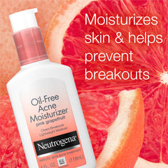 Neutrogena Oil-Free Acne Moisturizer label close-up highlights 0.5% salicylic acid.