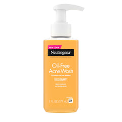 Neutrogena Oil-Free Acne Wash bottle showing pore cleansing action for clearer pores