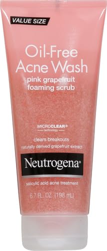 Neutrogena Oil-Free Pink Grapefruit Foaming Lather creating a light cleanse for skin.