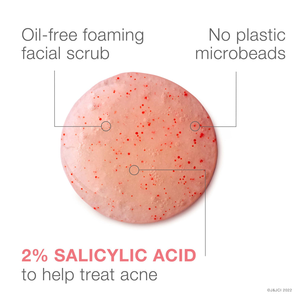 Texture close-up of Neutrogena scrub showing microbead-free formula.