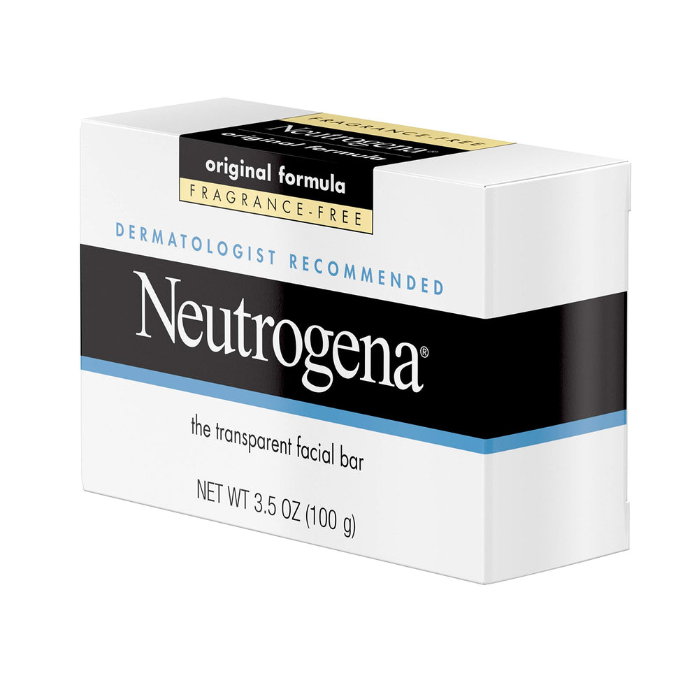 Neutrogena Original Amber Bar label detail, fragrance-free and dye-free promise.