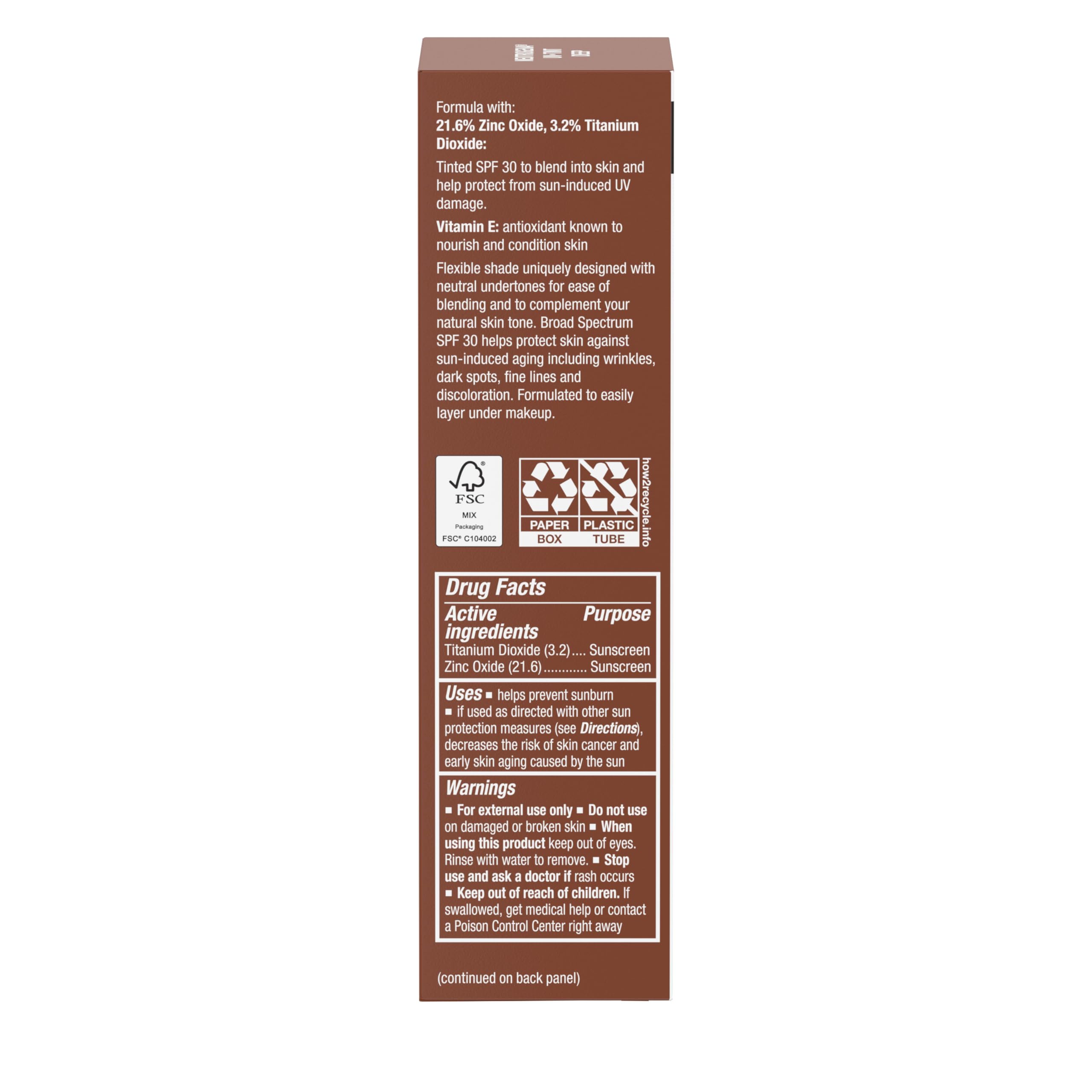 Broad spectrum SPF 30 coverage protects during daily activities.