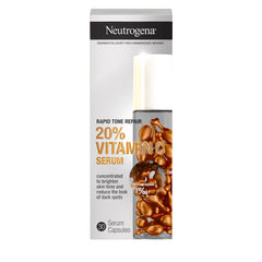 Neutrogena Rapid Tone Repair capsules pack closeup, brightening and evening skin tone