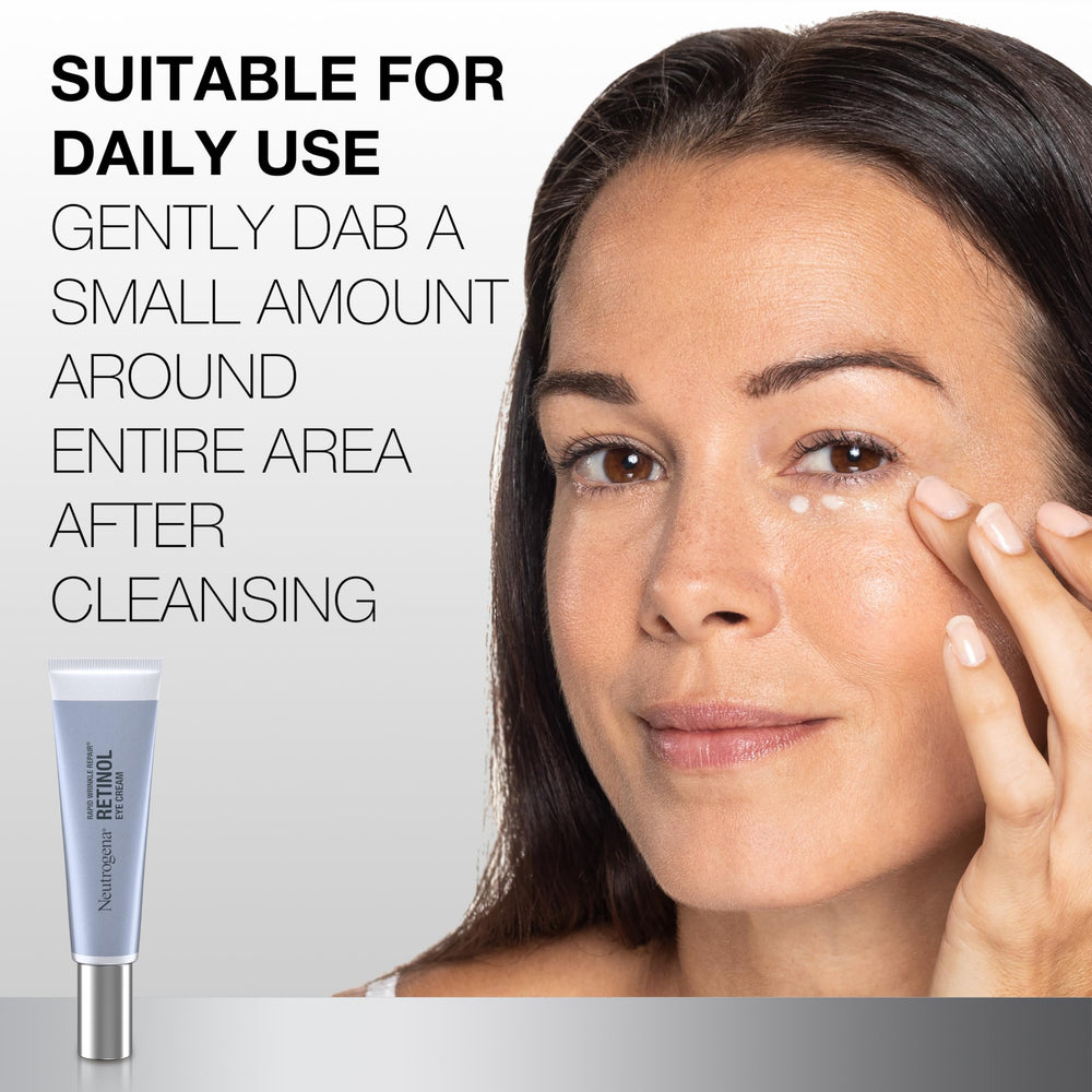 Neutrogena Rapid Wrinkle Repair Eye Cream dispenser close-up highlights smooth texture.