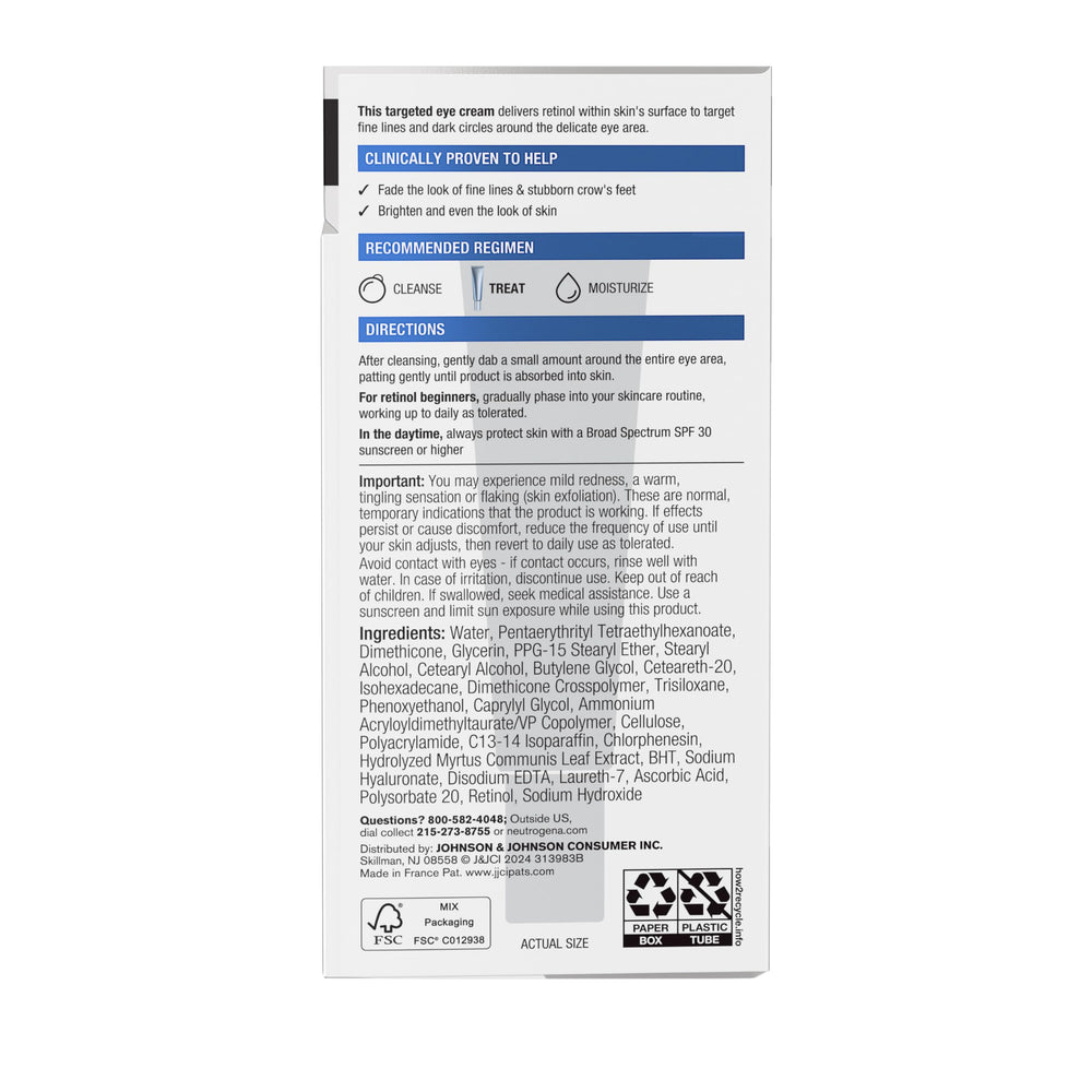 Neutrogena Rapid Wrinkle Repair Eye Cream Retinol benefits visible for daily use.