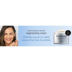 Applying Neutrogena Rapid Wrinkle Repair cream for daily hydration.