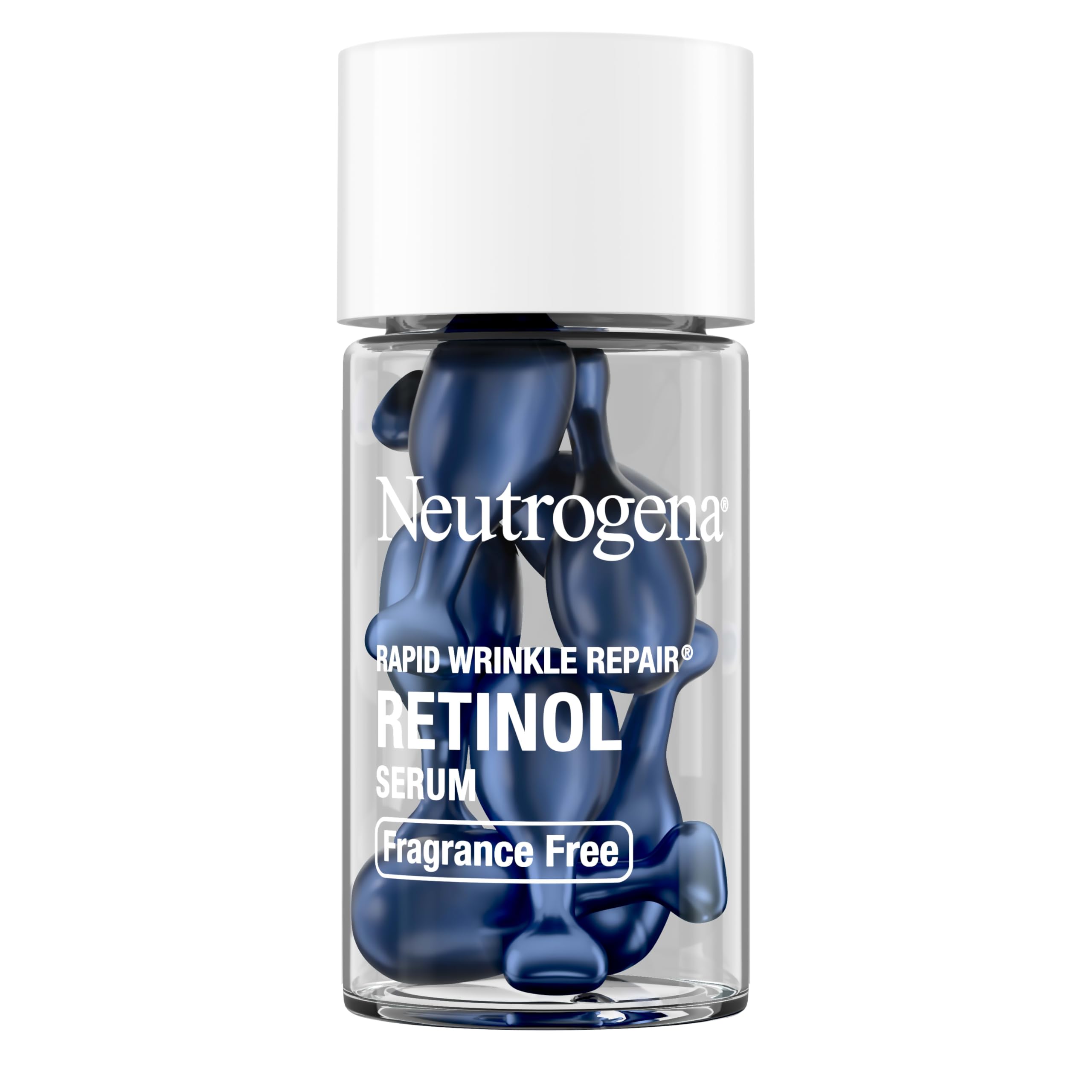 Neutrogena Rapid Wrinkle Repair capsules closeup twist cap showing easy-open design